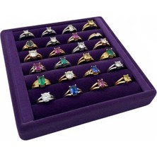 Megass Dekor Süet Kumaş Mor Renk 15 cm / 15 cm Yüzük Sergileme Standı