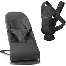 Babybjörn 2'li Set Balance Soft Woven Jersey Üçlü Kumaş Ana Kucağı Dark Grey & Kanguru Mini Woven Black