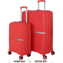 Mçs Bavul Büyük ve Kabin 2li Set Kırılmaz Silikon Valiz V374 Mercan