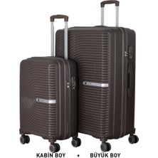 Mçs Bavul Büyük ve Kabin 2li Set Kırılmaz Silikon Valiz V374 Acıkahve