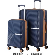 Mçs Bavul Büyük ve Kabin 2li Set Kırılmaz Silikon Valiz V374 Laci/hardal