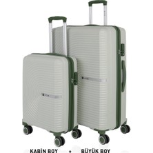 Mçs Bavul Büyük ve Kabin 2li Set Kırılmaz Silikon Valiz V374 Kemik/haki