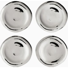 Bitossi Gümüş Detaylı 4’lü Porselen Yemek Tabağı Seti