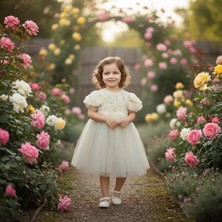 Bes Trend Kız Çocuk Elbise Balon Kısa Kol Detay Lı Kuyruklu Fiyonk Party Doğum Günü Elbise