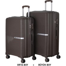 Mçs Bavul Büyük ve Orta 2li Set Kırılmaz Silikon Valiz V374 Acıkahve