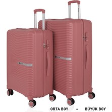 Mçs Bavul Büyük ve Orta 2li Set Kırılmaz Silikon Valiz V374 Koyupudra