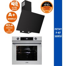 Ferre ve Afm Tech Markalı Fethy F-87 Sessiz 2'li Siyah- Beyaz Cam Ankastre Set (D077-SA +FM7701)