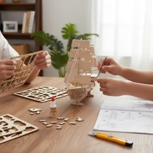 Tepeden Tırnağa Ahşap Yelkenli Gemi Maketi - 3D Ahşap Puzzle Hobi Seti
