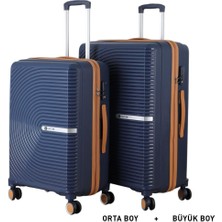 Mçs Bavul Büyük ve Orta 2li Set Kırılmaz Silikon Valiz V374 Laci/hardal