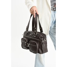 Mega Çanta Lizbon/yumuşak Deri Çok Bölmeli Kadın Kol Çantası