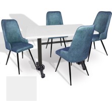 Dockers Çipa - Çırağan Mutfak Masa Takımı - 70X120 (Werzalit, Wermodin ve Allzalit Tabla) - (Beyaz - Mavi)