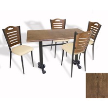 Dockers Çipa Döküm Ayak - Papelli Sandalye Mutfak Masa Takımı (Werzalit, Wermodin ve Allzalit Tabla) - Rustic Dark - Krem - 80X120