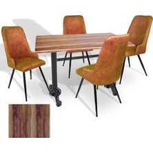 Dockers Çipa - Çırağan Mutfak Masa Takımı - 80X120 (Werzalit, Wermodin ve Allzalit Tabla) - (Indiana Wood - Kiremit)