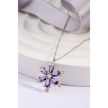 Pembe Zirkon Taşlı Lotus Çiçeği 925 Ayar Gümüş Kadın Kolye