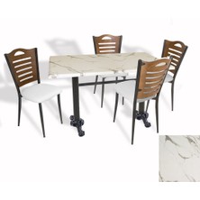 Dockers Çipa Döküm Ayak - Papelli Sandalye Mutfak Masa Takımı (Werzalit, Wermodin ve Allzalit Tabla) - Afyon Mermer - Beyaz - 80X120