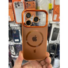 Elixem İphone 17 Pro Uyumlu Turuncu AG Glass Logolu Lensli Magsafe Kılıf
