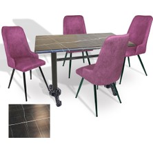 Dockers Çipa - Çırağan Mutfak Masa Takımı - 70X120 (Werzalit, Wermodin ve Allzalit Tabla) - (Palazzo - Mor)