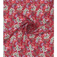 Kırmızı Etnik Desenli Dijital Baskılı Perde, Koltuk Kumaşı, Kırlent, Minder Kaplama Döşeme Kumaşı