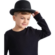 SiHako Charlie Chaplin Stil Çocuk Şapkası – Siyah Melon Parti Şapkası