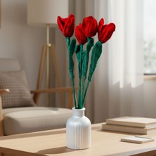 Uretti - Tuğba 9352 8694 El Örgüsü 5'li Lale Buketi