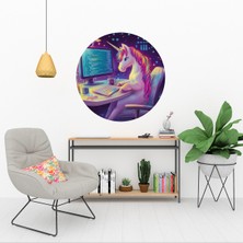 KOSS Dijital Sevimli Unicorn Anime Yuvarlak Sticker, Yuvarlak Sticker, Renkli Genç Çocuk Bebek Odası Duvar Dekoru