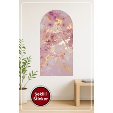 KOSS Dijital Oval Şekilli Pembe Mermer Desenli Dekoratif Duvar Sticker Ev Ofis Salon Hol Için Modern Süs