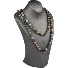 Bütüncül Şifa Hint Akik Doğal Taş Düğümlü Tımbıl Kolye