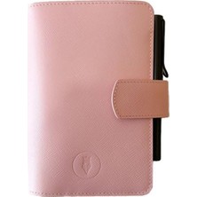 Eng Leather Saffiano Deri Koleksiyonu  A6 Defter & Kalem Çantası  Pearl Pink