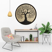 KOSS Dijital Modern Hayat Ağacı Yuvarlak Sticker, Yuvarlak Şekilli Sticker, Soyut Ağaç Desenli Duvar Dekoru