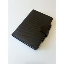 Eng Leather Saffiano Deri Koleksiyonu  A5 Defter & Kalem Çantası Carbon