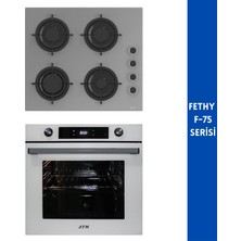 Ferre ve Afm Tech Marka/fethy F-75 Turbolu Dijital 2'li Gri- Beyaz Ankastre Set (CS208-FA + FM7701)