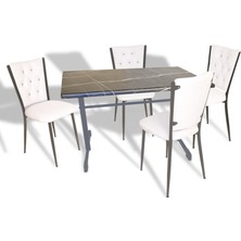 Dockers Halley - Kapitoneli Mutfak Masa Takımı - 70X120 (Werzalit, Wermodin Veya Allzalit Tabla) - Palazzo-Beyaz