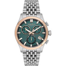 Quantum Erkek Kol Saati 43 mm Yeşil Kadran Metal Kordon 10 Atm