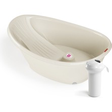 Okbaby Bebek Banyo Seti Banyo Seti Bella Bebek Banyo Seti Dijital Termometreli Çift Yönlü Bebek Küveti & Splash Bebek Duşu K. Beyaz