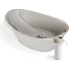 Okbaby Bebek Banyo Seti Bella Bebek Banyo Seti Dijital Termometreli Çift Yönlü Bebek Küveti & Splash Bebek Duşu A. Gri