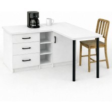 T Designo Nara Mutfak Adası -L Mutfak Adası -3 Çekmeceli 1 Kapaklı - Çok Amaçlı Dolap - Alt Modül - Kiler -130 cm