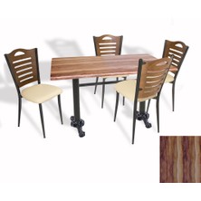 Dockers Çipa Döküm Ayak - Papelli Sandalye Mutfak Masa Takımı (Werzalit, Wermodin ve Allzalit Tabla) - Indianawood - Krem - 80X120