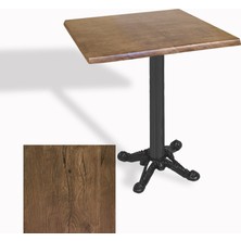 Dockers Çipa Döküm Ayak Kare Masa 60X60 cm - (Werzalit, Wermodin ve Allzalit Tabla) - Rustic Dark