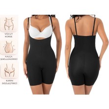 bipamuk Kadın Tam Boy Askılı Korse Lazer Kesim Dikişsiz Tam Boy Korse 2 Beden İnce Gösterir