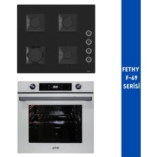 Ferre ve Afm Tech Marka /fethy F-69 Turbolu Dijital 2'li Siyah- Beyaz Ankastre Set (SS205 + FM7701)