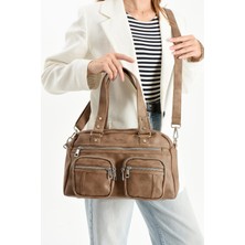 Mega Çanta Lizbon/yumuşak Deri Çok Bölmeli Kadın Kol Çantası