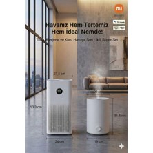 Xiaomi Kare Tasarım Kompakt Hava Temizleyici 43M² LED Ekranlı Koku ve Tüy Toplayıcı Hepa Filtreli Ofis Tipi + Hava Nemlendirici