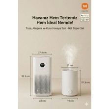Xiaomi Az Yer Kaplayan Akıllı Hava Temizleme Cihazı Lazer Sensörlü Otomatik Mod Sigara Dumanı ve Yemek Kokusu Giderici + Hava Nemlendirici