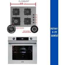 Ferre ve Afm Tech Marka/fethy F-77 Turbolu 2'li Gri-Beyaz Ankastre Set (SC408-WFA Wok + FM7701)