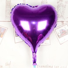 adissa collection Kalp Uçan Balon Folyo Mor 80 cm 32 Inç
