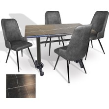 Dockers Çipa - Çırağan Mutfak Masa Takımı - 70X120 (Werzalit, Wermodin ve Allzalit Tabla) - (Palazzo - Füme)