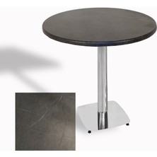 Dockers Tokyo Yuvarlak Masa (Kromnikel) Çap 60CM - (Werzalit, Wermodin ve Allzalit Tabla) - Grey Marble
