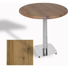 Dockers Tokyo Yuvarlak Masa (Kromnikel) Çap 60CM - (Werzalit, Wermodin ve Allzalit Tabla) - Canyon Palace Oak