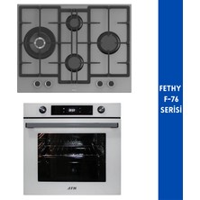 Ferre ve Afm Tech Marka/fethy F-76 Turbolu 2'li Gri- Beyaz Ankastre Set (ED078-WFA Wok + FM7701)