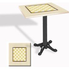 Dockers Çipa Döküm Ayak Kare Masa 70X70 cm - (Werzalit, Wermodin ve Allzalit Tabla) - Satranç Krem